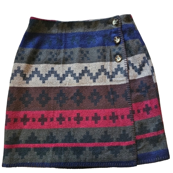 Vintage Tracy Evans LTD 3 Button Wool Blend Aztec Southwestern Wrap  Mini Shirt - Picture 1 of 10